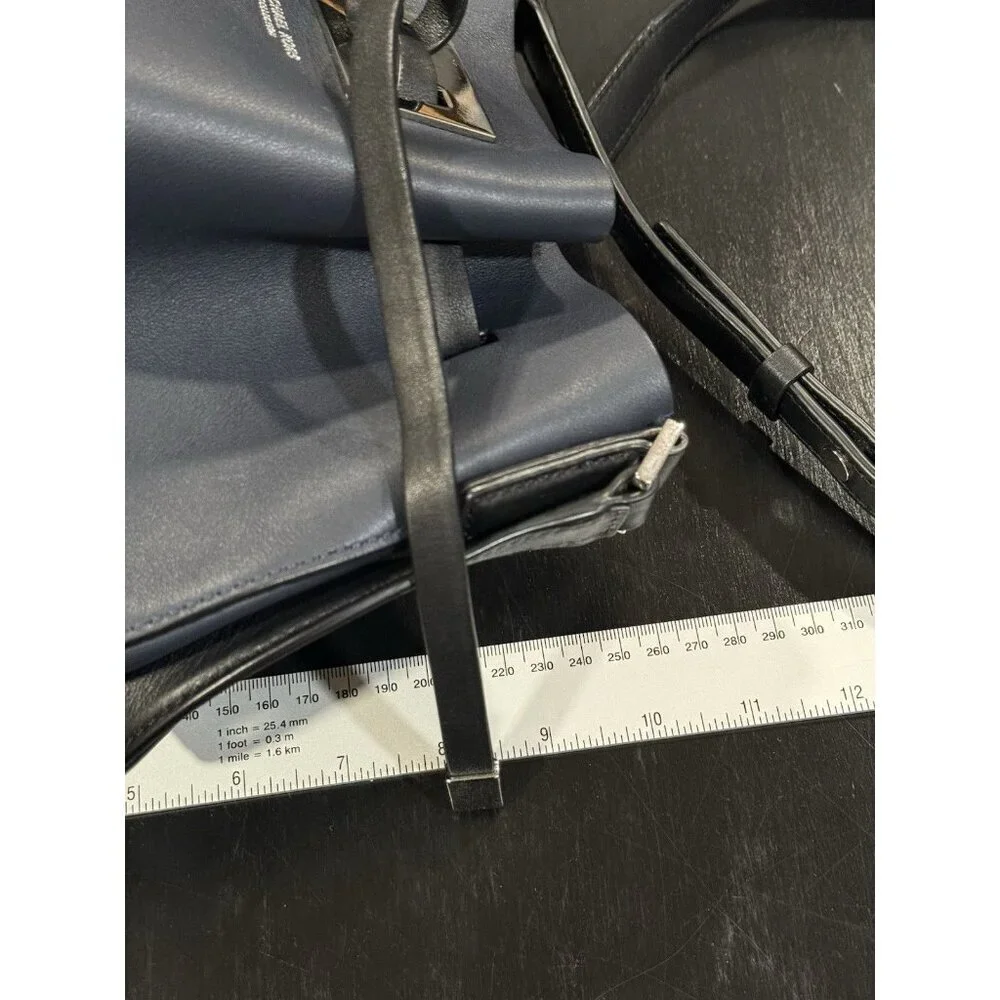 Michael Kors Miranda Navy Blue Medium Drawstring Bucket Bag Crossbody Purse